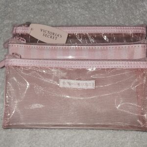 Victoria's Secret Womens Set If 3 Pink Cosmetic Bag Set New